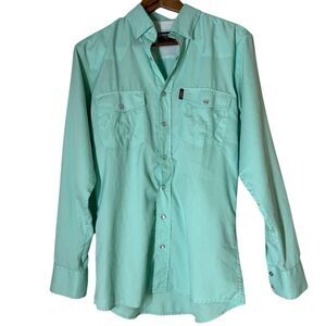 Hooey Green SOL Pearl Snap Button Up Mens Sz S Western Performance UPF Ripstop